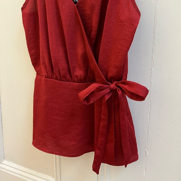 Express Ruby Red CrissCross Back Wrap Top - Picture 3 of 4
